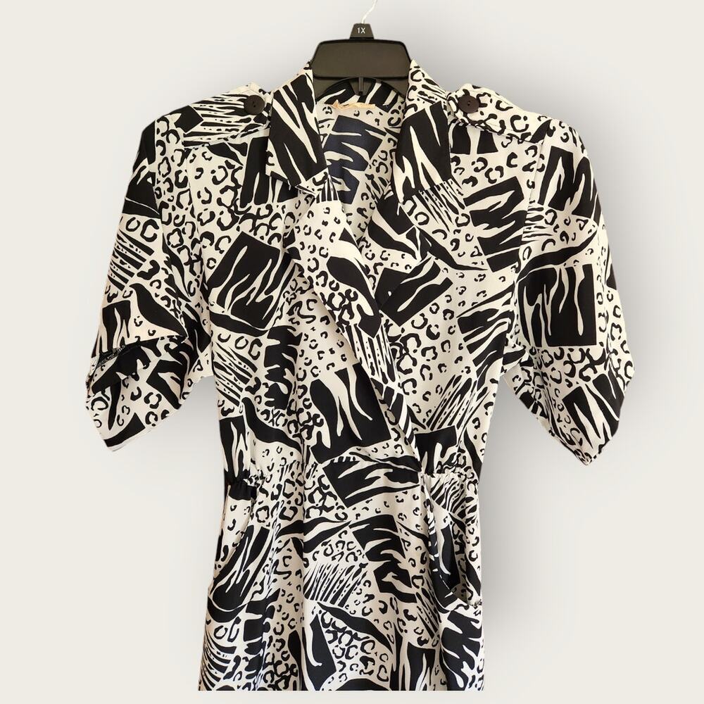 Nina Piccalino Dress Women's Sz S Pencil Elastic Waist Safari/Leopard Design VTG - Picture 3 of 5